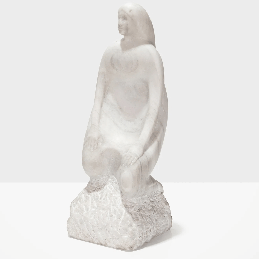 American Modernist Carved Marble Sculpture, Signed Hall, 1974