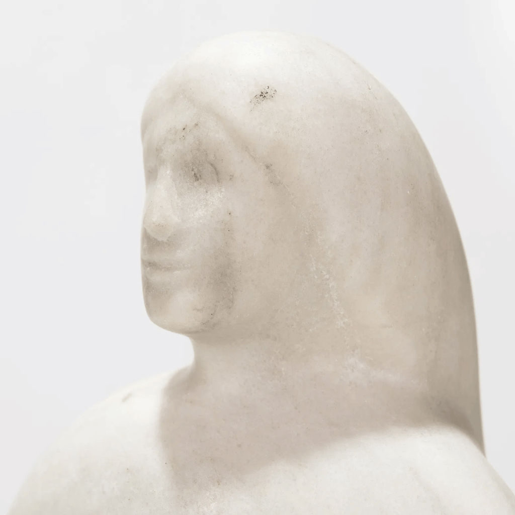 American Modernist Carved Marble Sculpture, Signed Hall, 1974