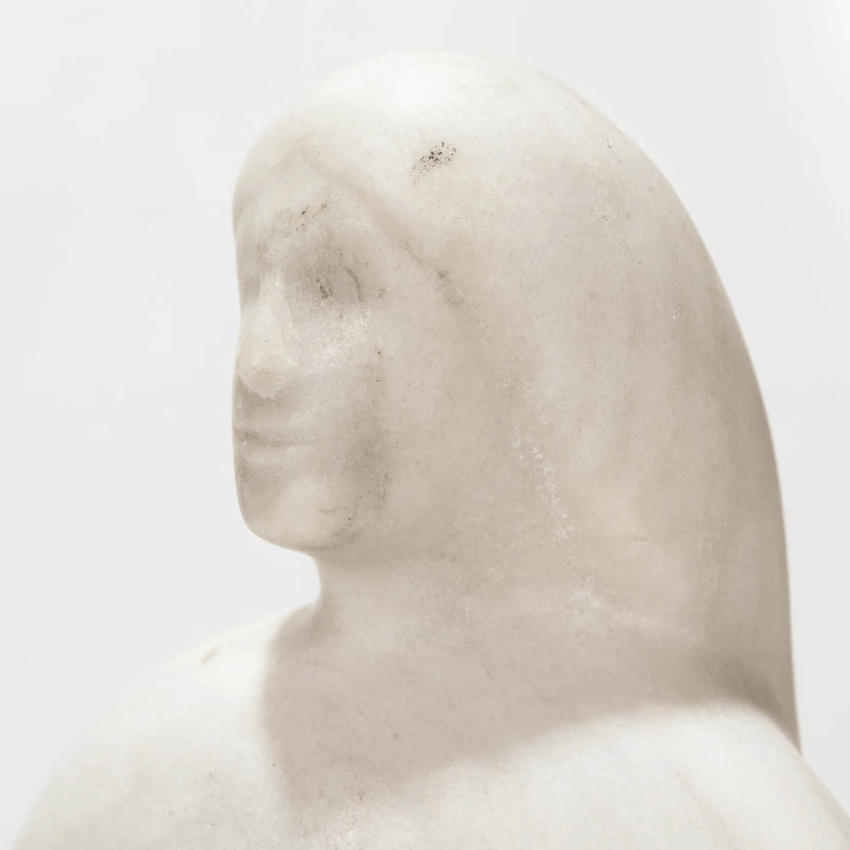 American Modernist Carved Marble Sculpture, Signed Hall, 1974