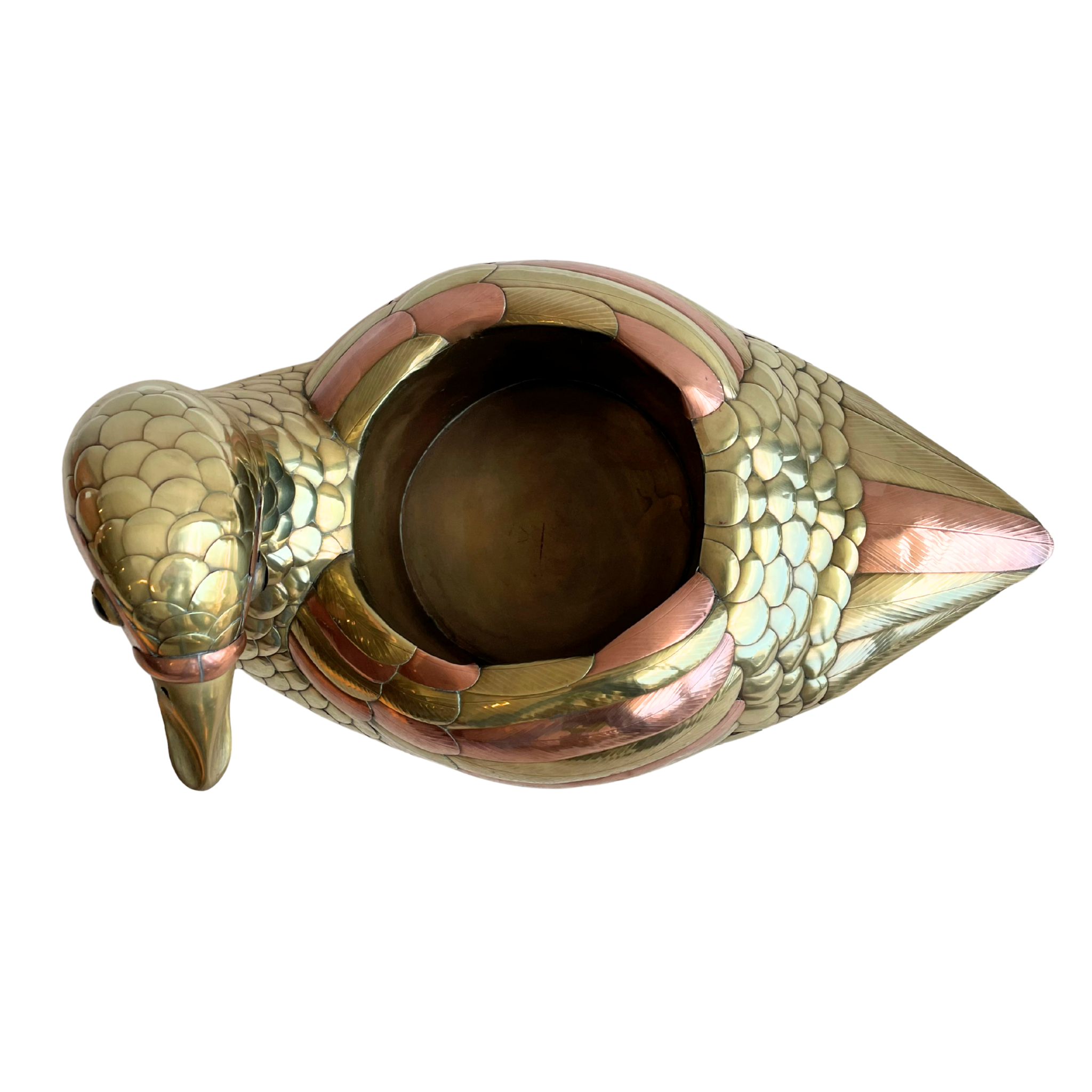 Sergio Bustamante Brass & Copper Duck Planter Sculpture