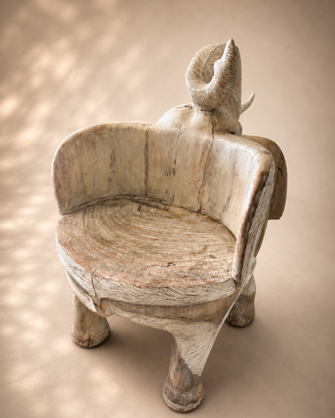 Vintage Hand Carved Elephant Benches, Pair