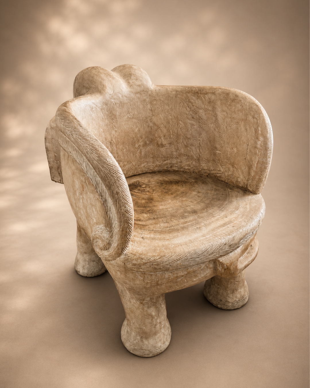 Vintage Hand Carved Elephant Benches, Pair