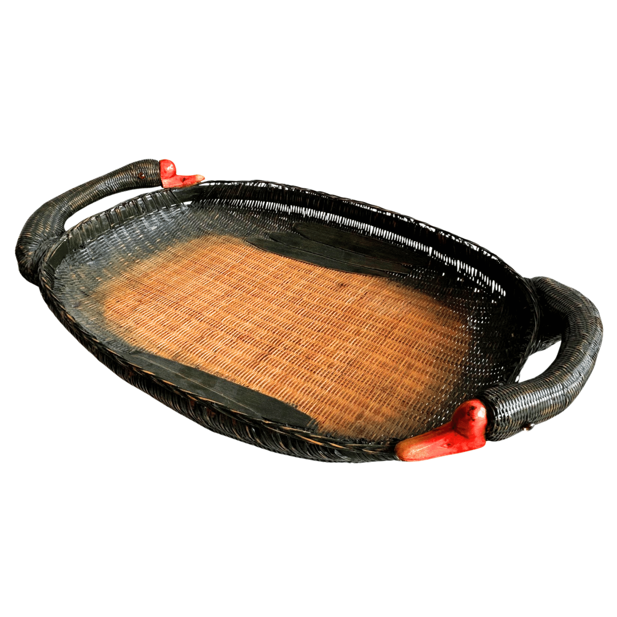 Vintage Shanghai Handicrafts Goose Basket Tray