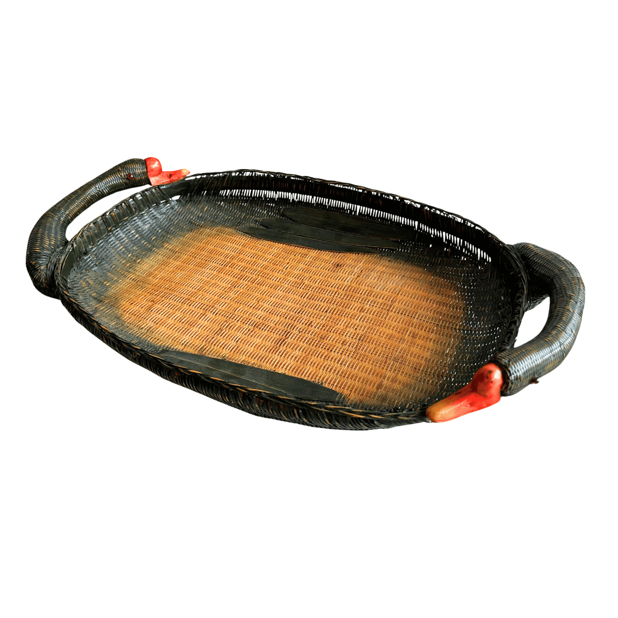 Vintage Shanghai Handicrafts Goose Basket Tray