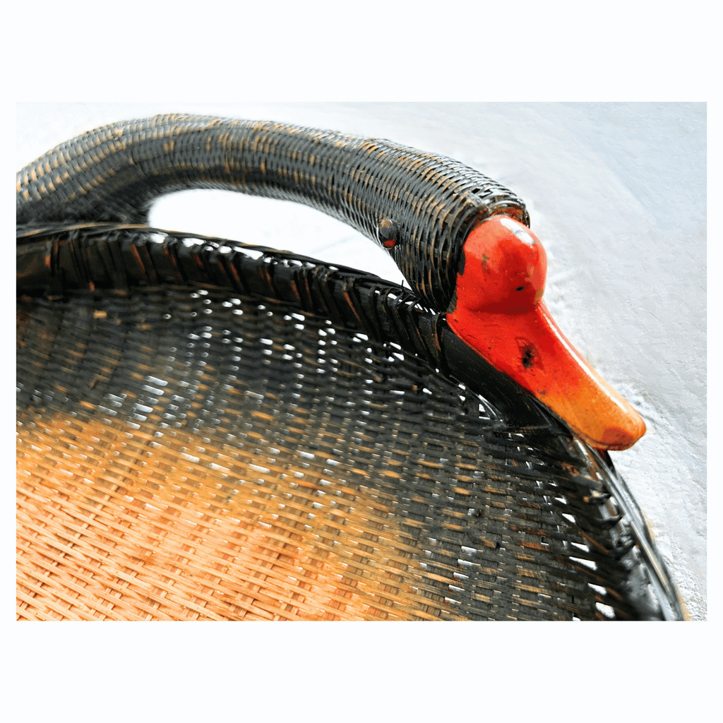 Vintage Shanghai Handicrafts Goose Basket Tray