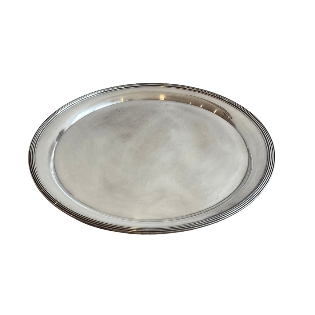 Vintage Large Round Silver-Plated Serving Tray