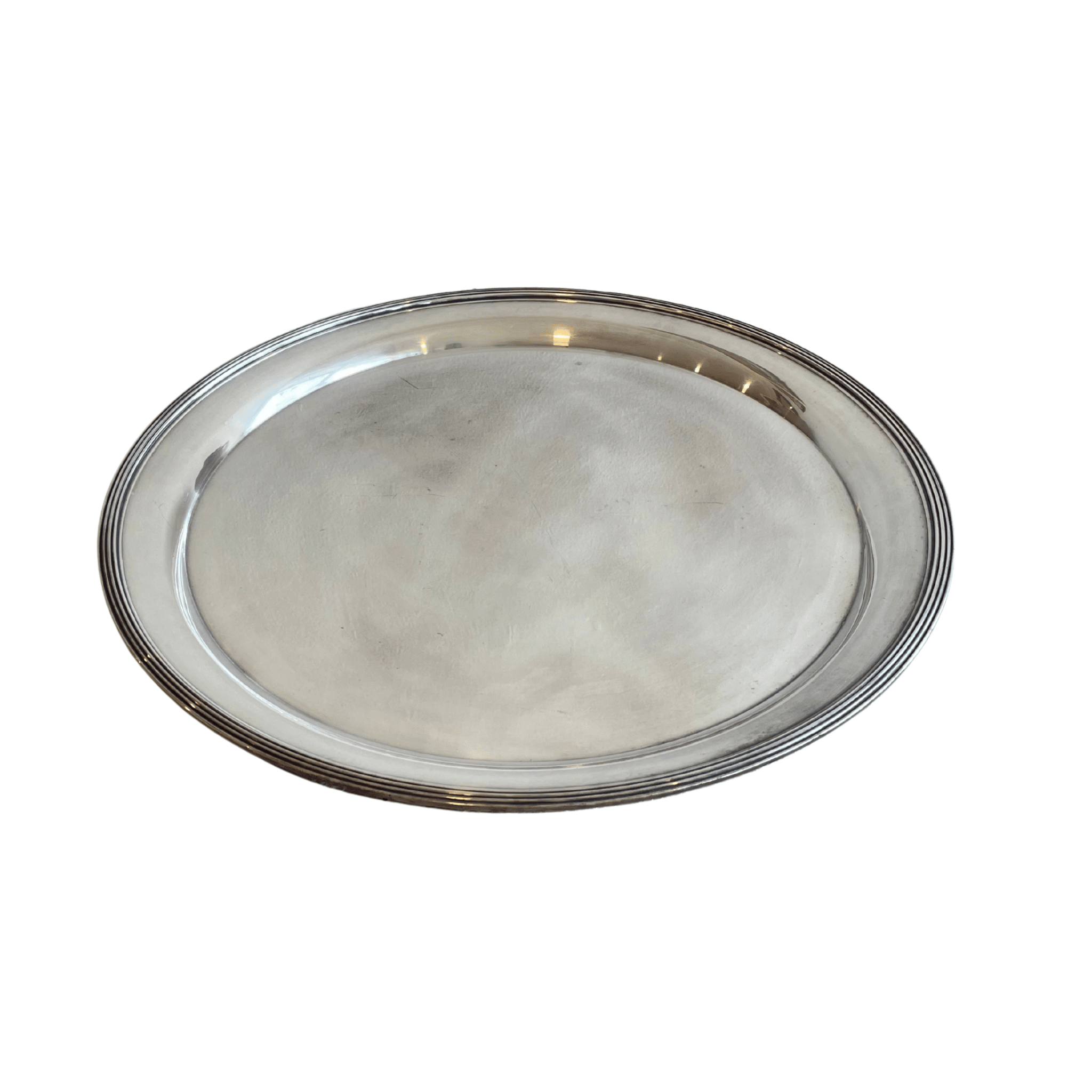 Vintage Large Round Silver-Plated Serving Tray