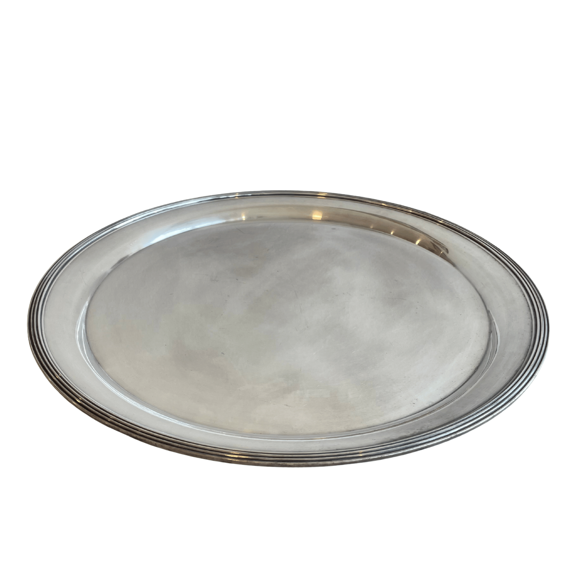 Vintage Large Round Silver-Plated Serving Tray