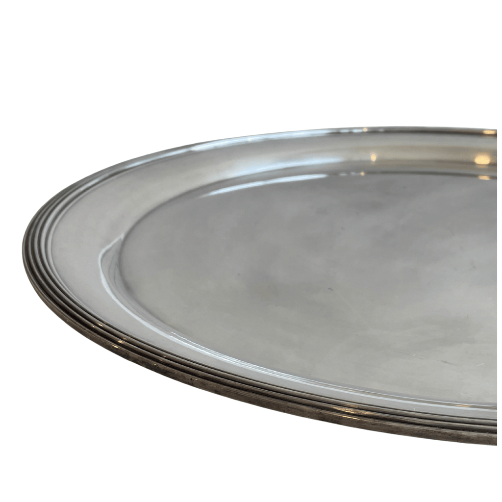 Vintage Large Round Silver-Plated Serving Tray
