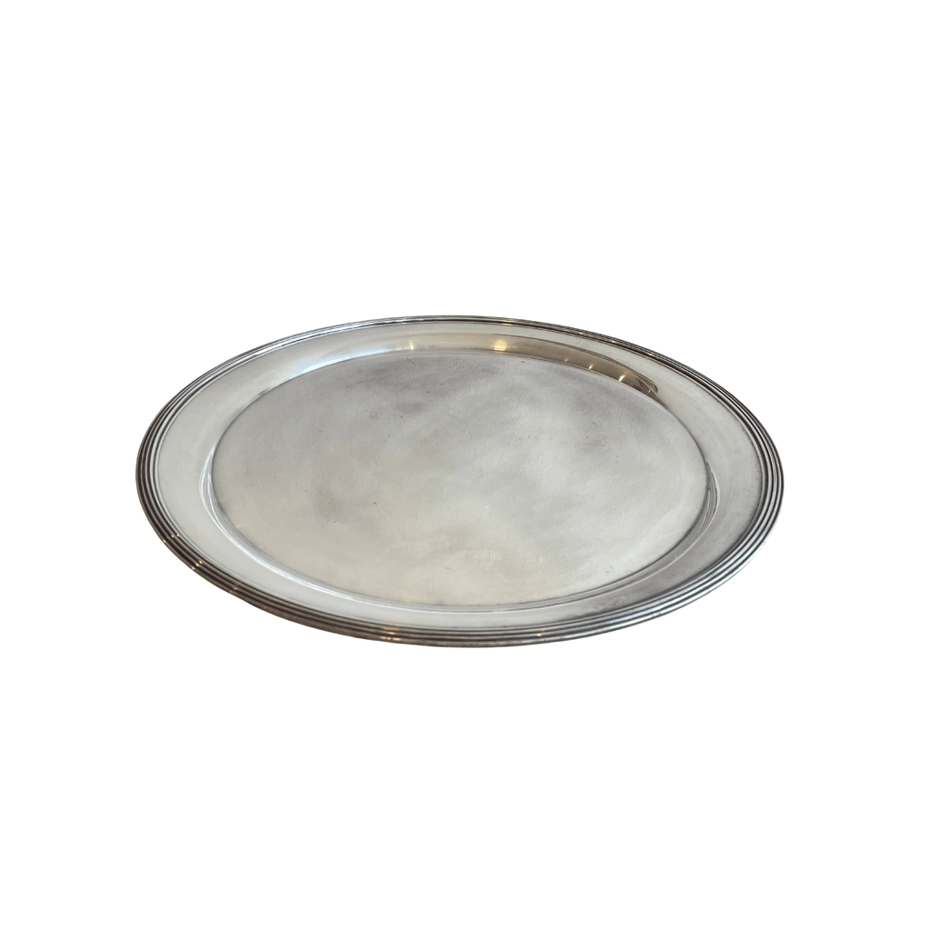 Vintage Large Round Silver-Plated Serving Tray