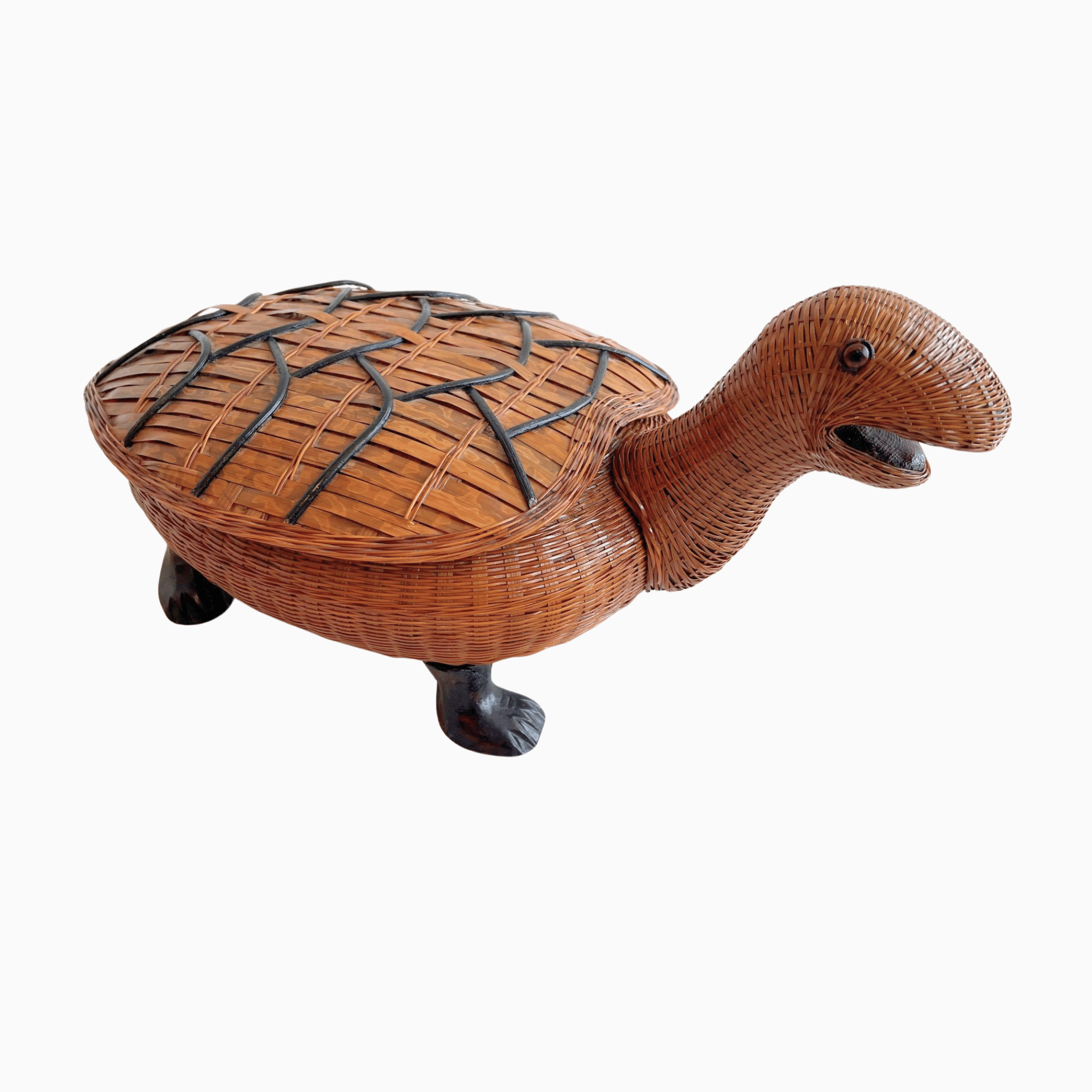Vintage Shanghai Handicrafts Rattan Turtle Box