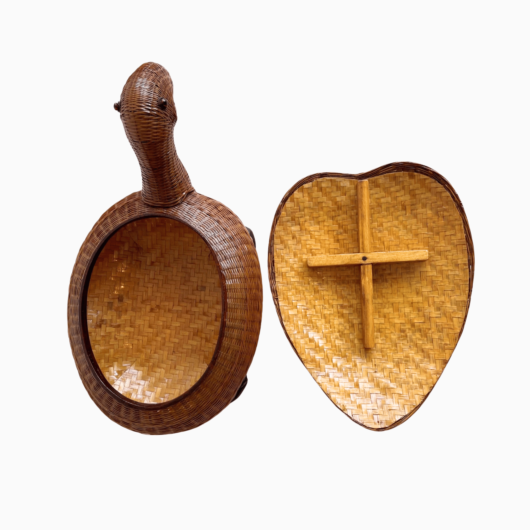 Vintage Shanghai Handicrafts Rattan Turtle Box