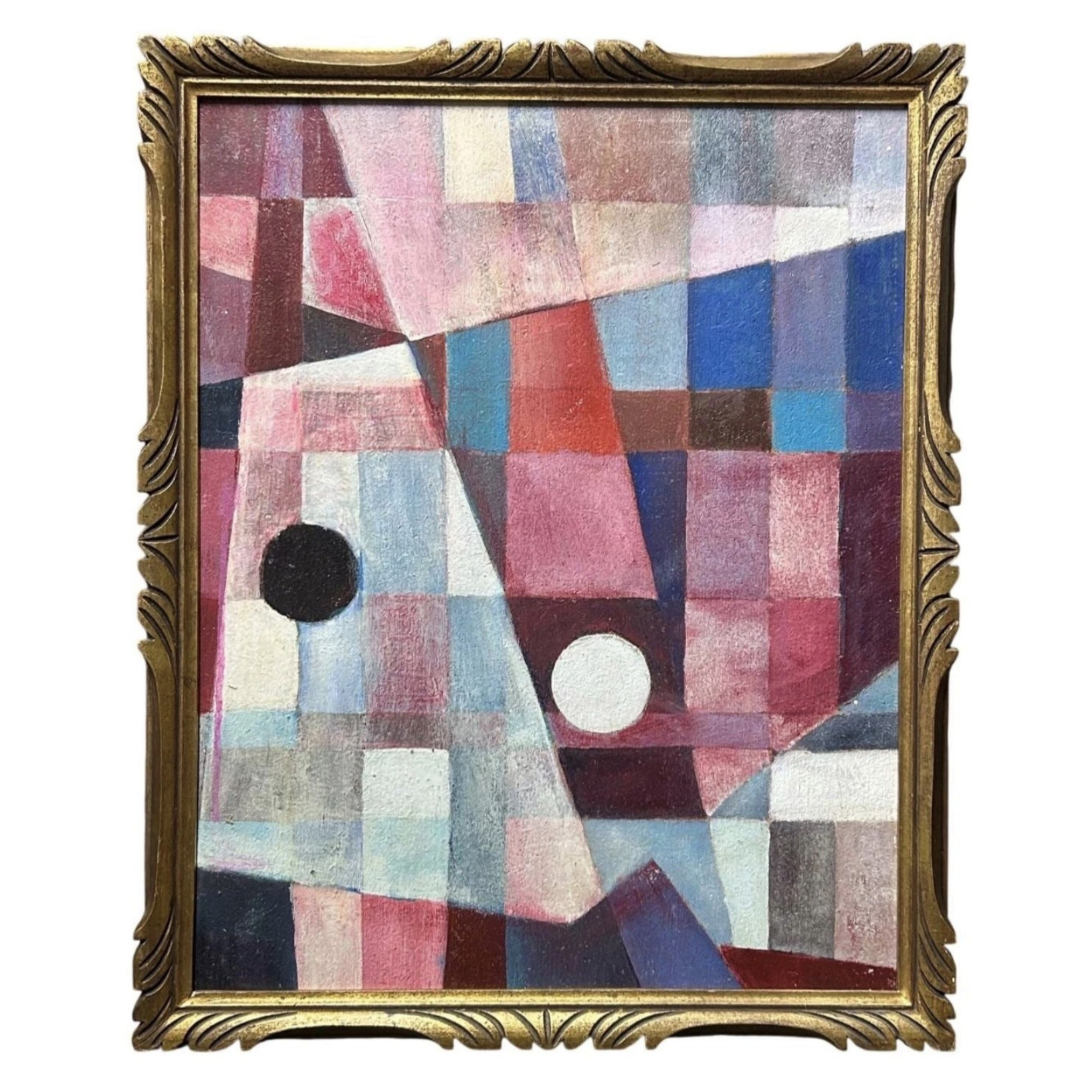 Original Vintage Abstract Oil Painting, Framed