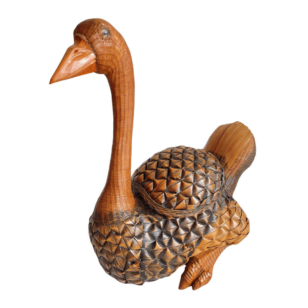 Vintage Rattan Goose Basket Box Attributed to Shanghai Handicrafts
