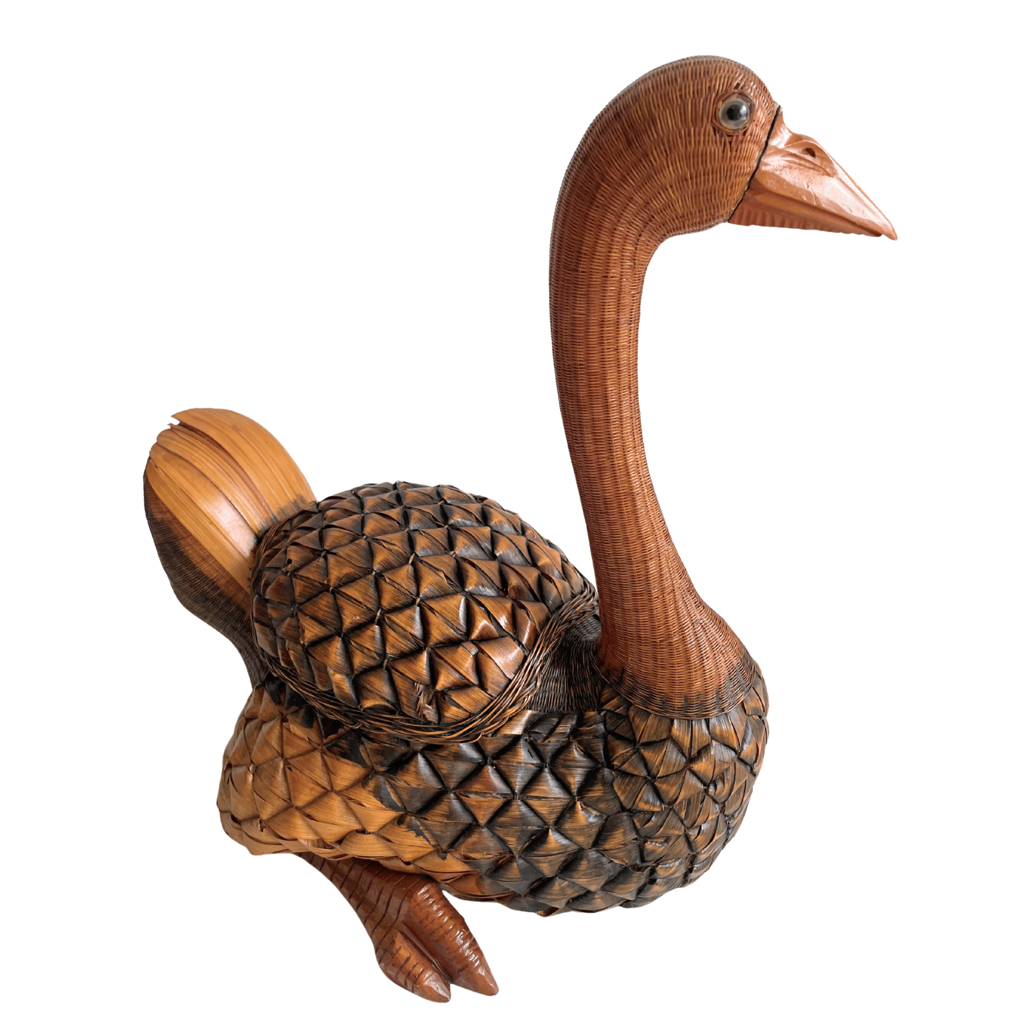 Vintage Rattan Goose Basket Box Attributed to Shanghai Handicrafts