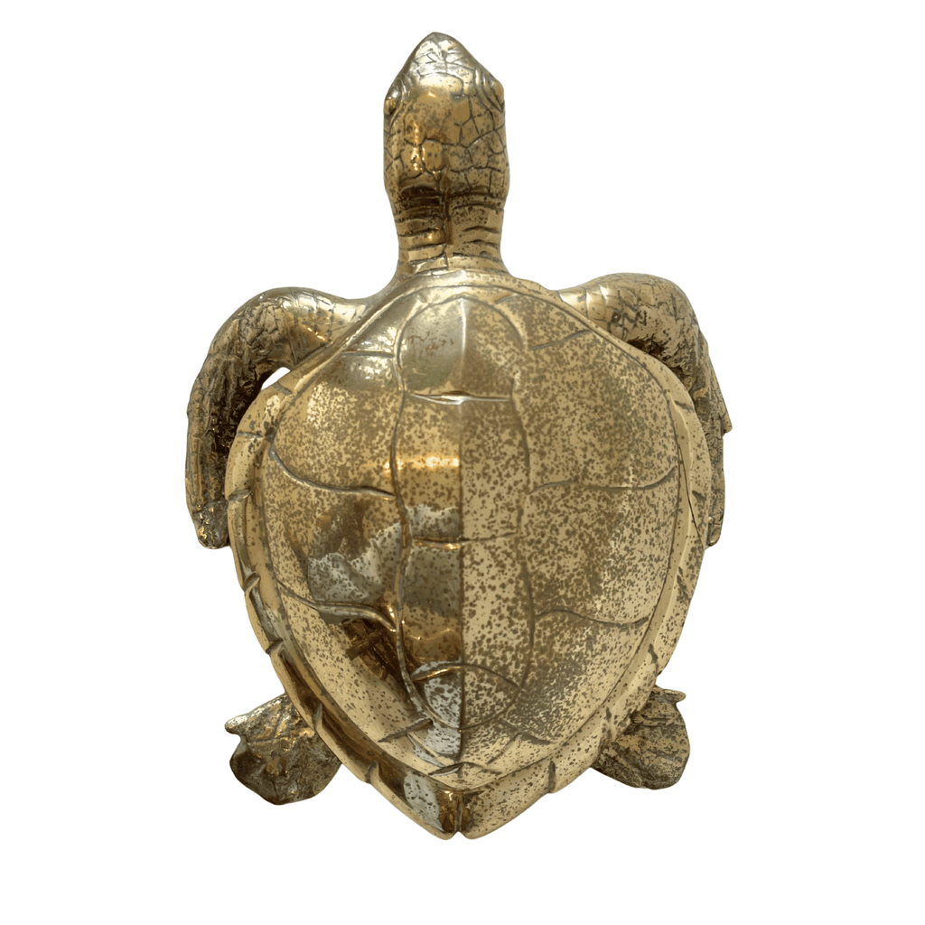 Sea Turtle Lidded Box Vintage Cast Brass