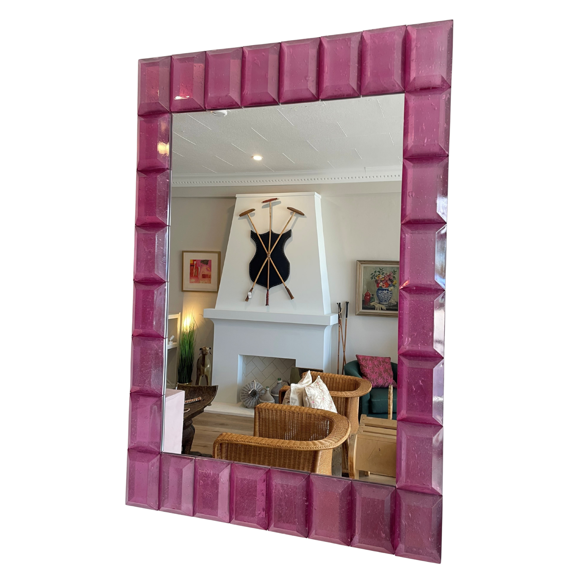 Murano Pink Glass Block Mirror