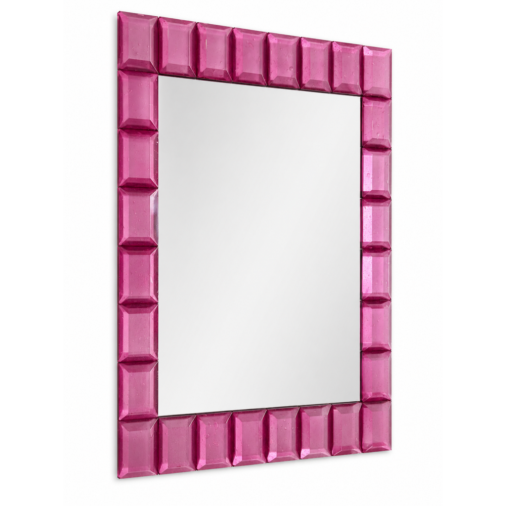 Murano Pink Glass Block Mirror