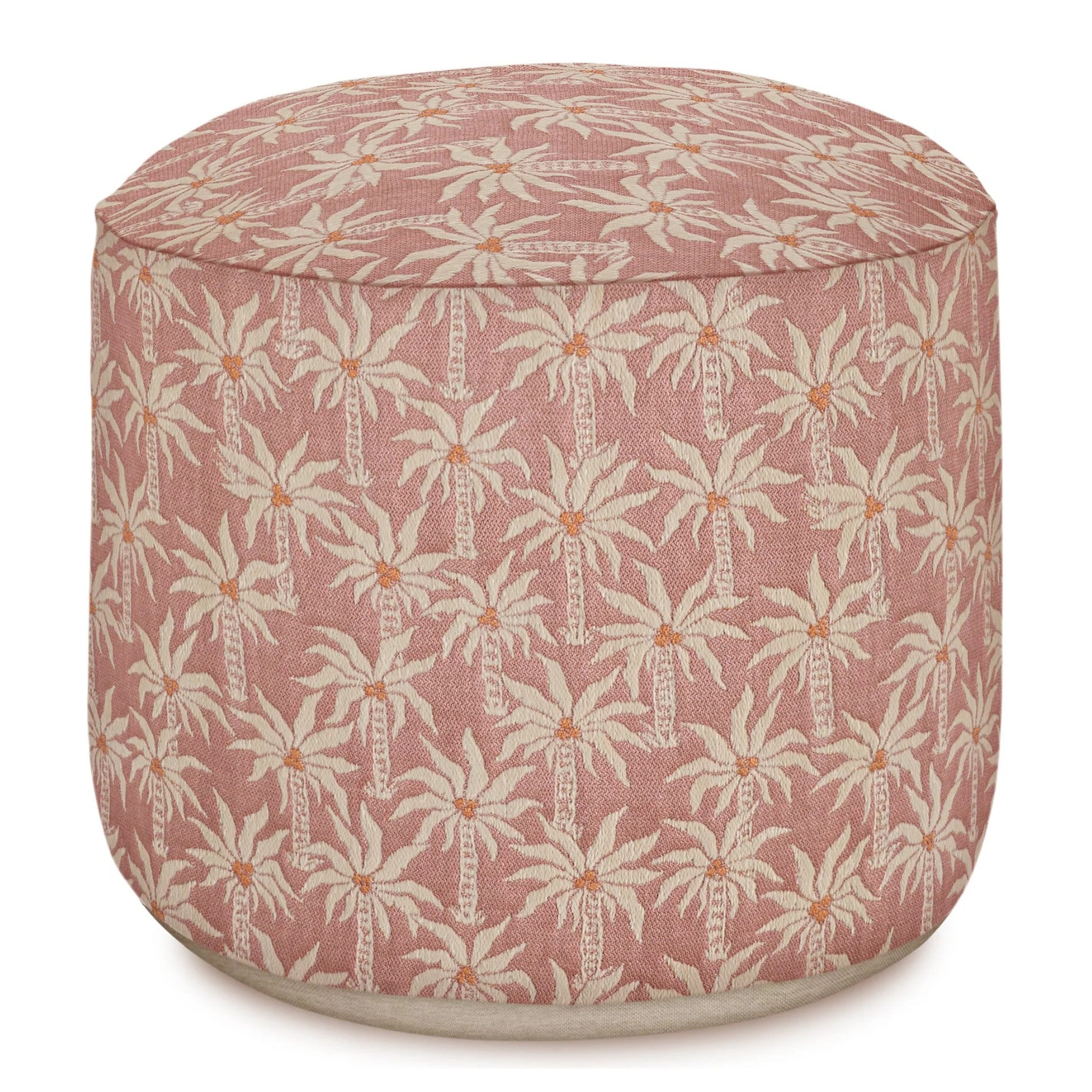 Pink Sunset Palm Trees Pouf, 20" x 16"