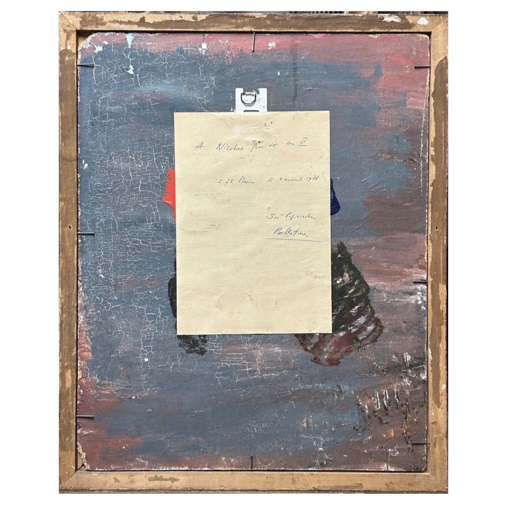 Original Vintage Abstract Oil Painting, Framed