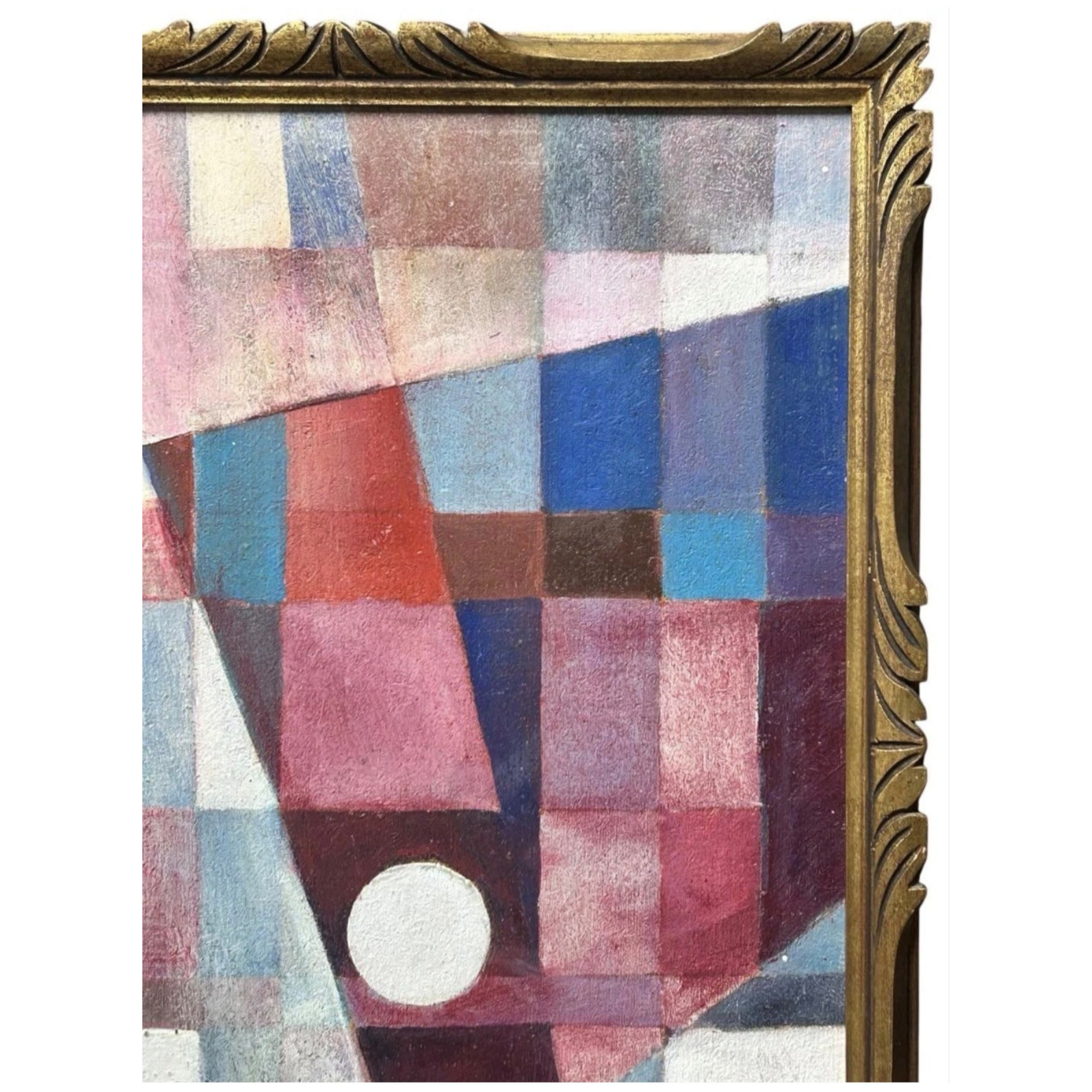 Original Vintage Abstract Oil Painting, Framed