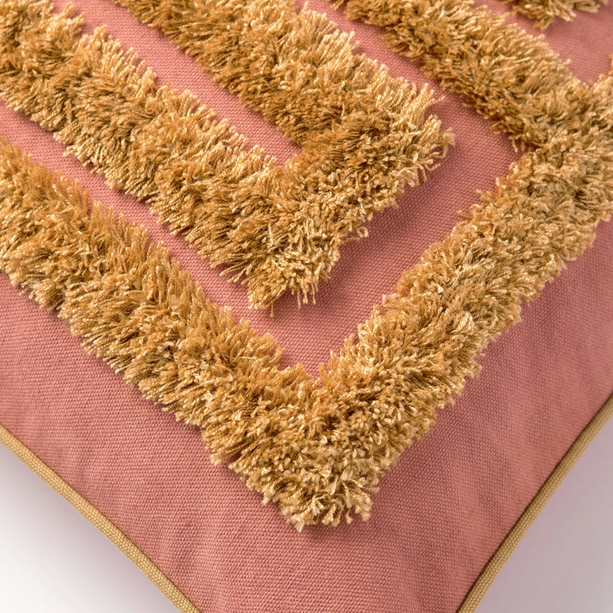 Labyrinth Pink & Raffia Cushion, 24" x 16"