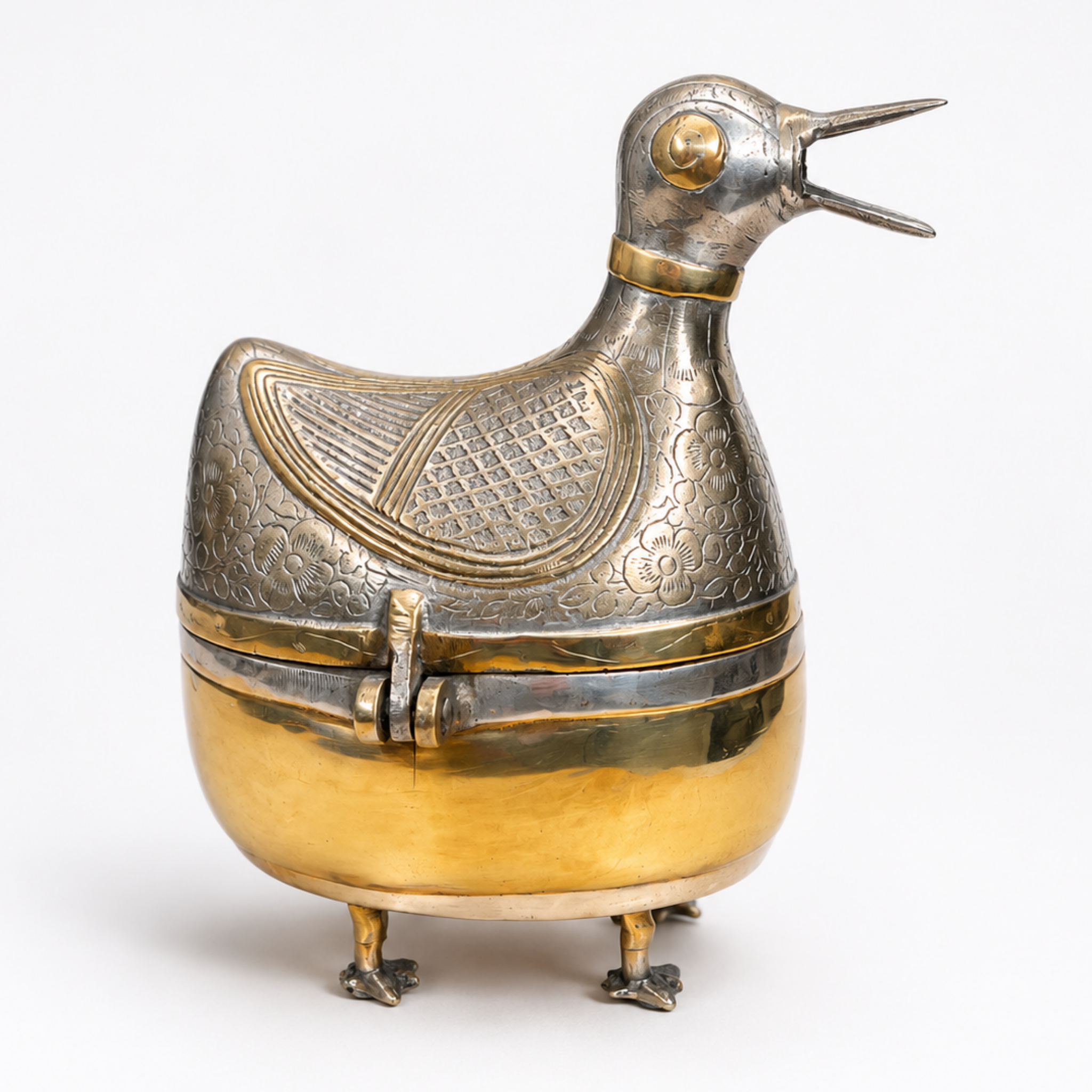 Vintage Dhokra Brass Duck Box