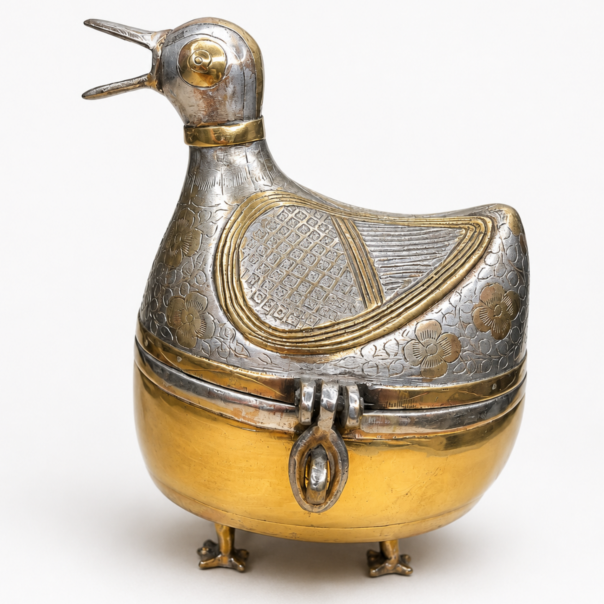 Vintage Dhokra Brass Duck Box