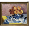 French Expressionist Floral Still Life, Oil on Canvas, Signed Nadeval, 1960