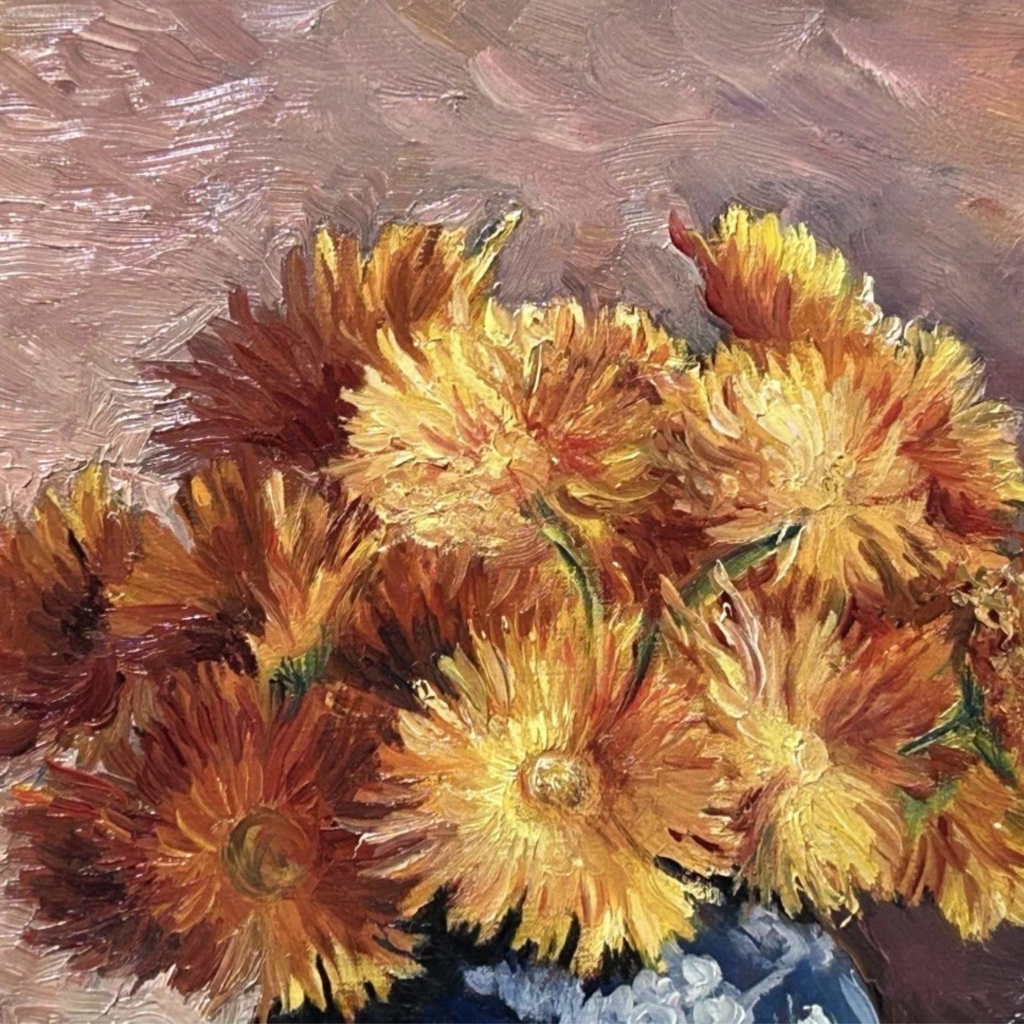 French Expressionist Floral Still Life, Oil on Canvas, Signed Nadeval, 1960