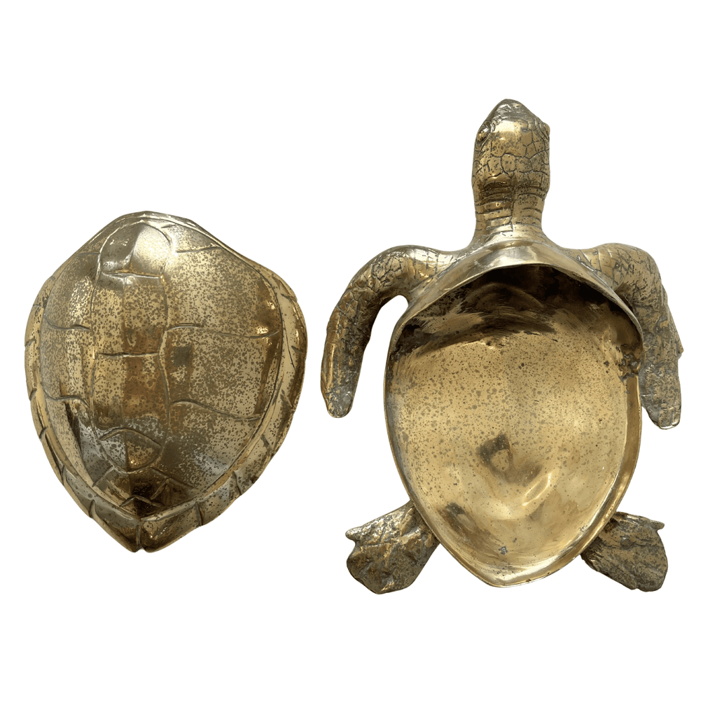 Sea Turtle Lidded Box Vintage Cast Brass