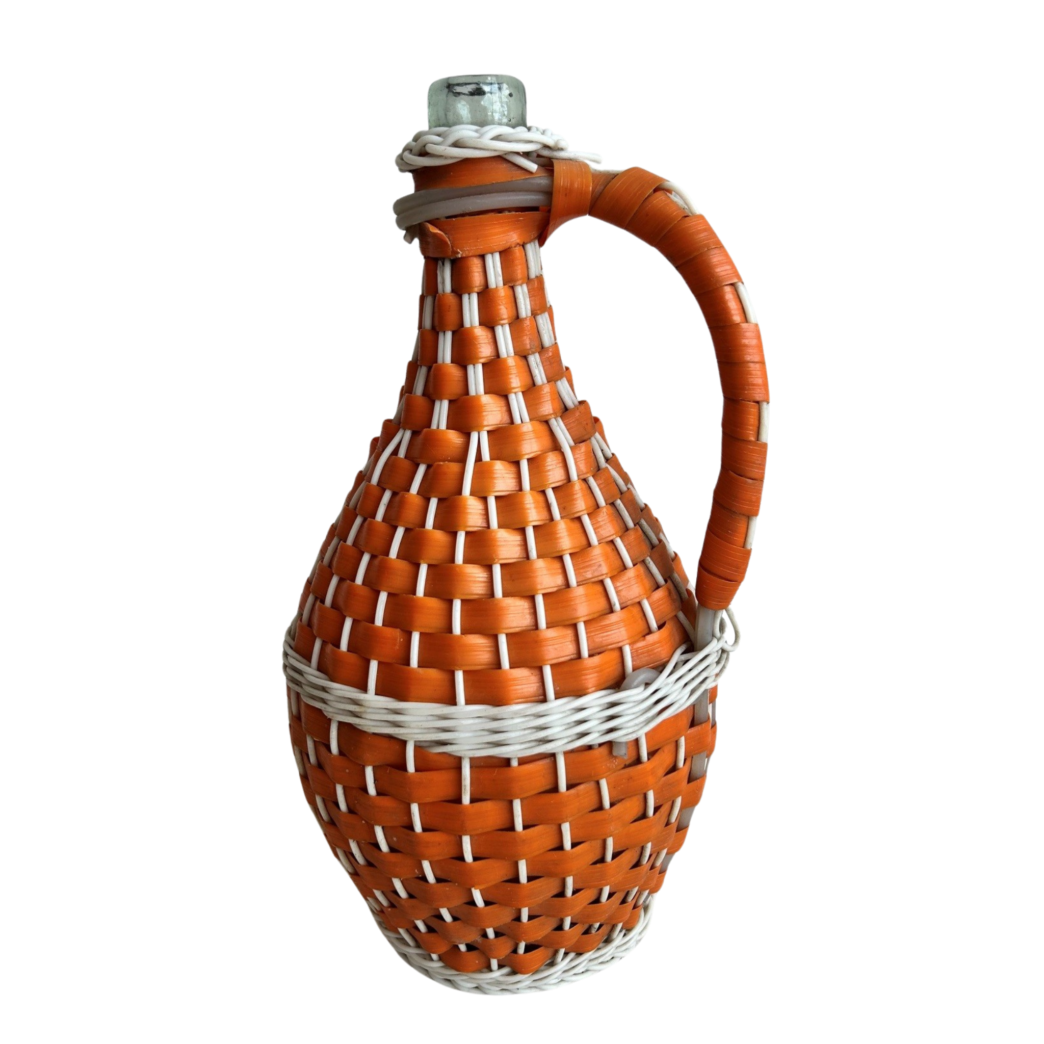 Vintage Orange Woven Demijohn Bottle – 12”