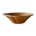 Italian Pencil Reed Rattan Bowl with Brass Trim, 14.5 in