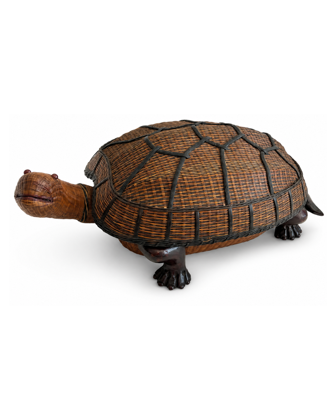 Vintage Shanghai Handicrafts Wicker Turtle Box