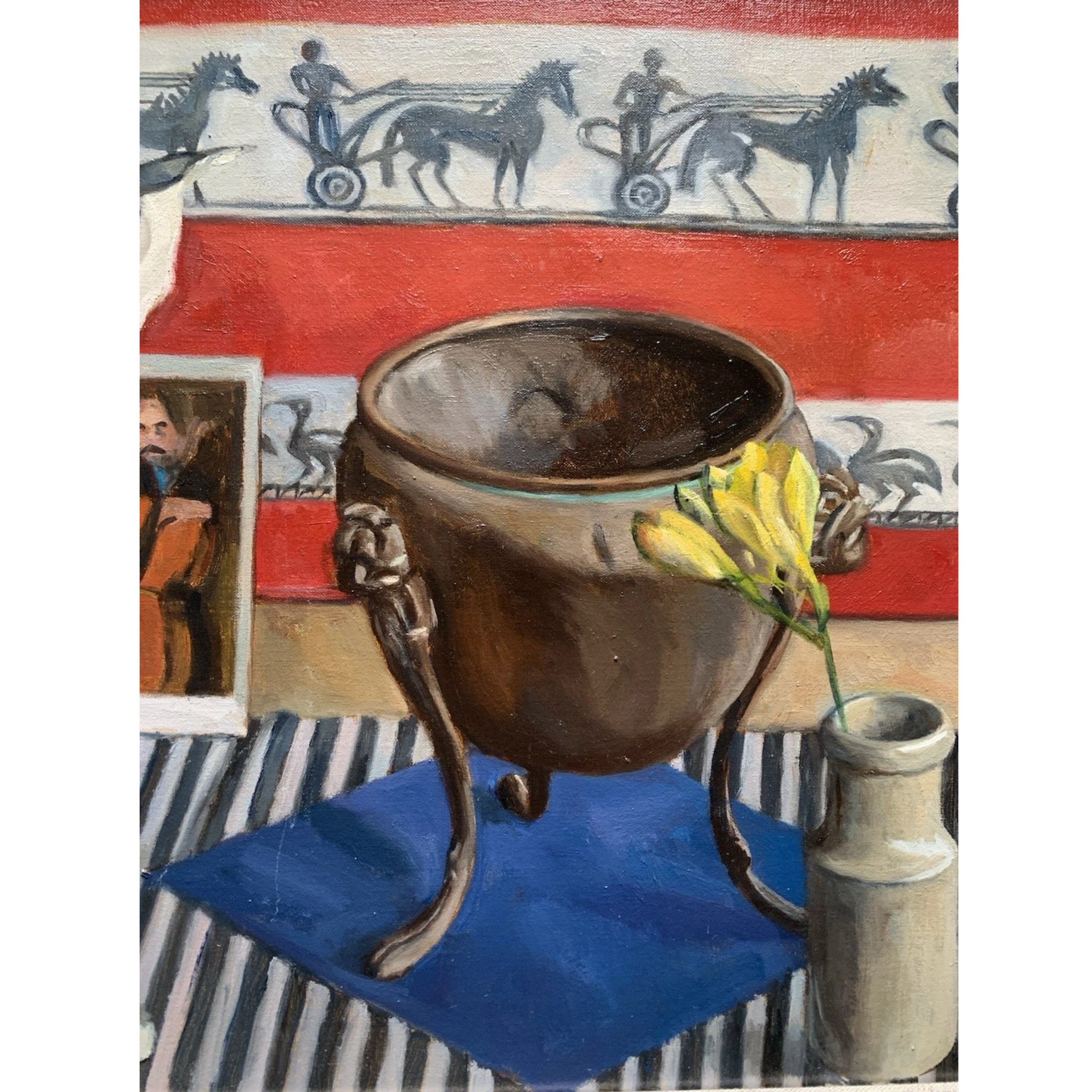 Mid-Century Still Life, Oil on Canvas by Hew Purchas