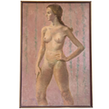 Mid-Century Female Nude Portrait, Oil on Canvas, Signed LBN