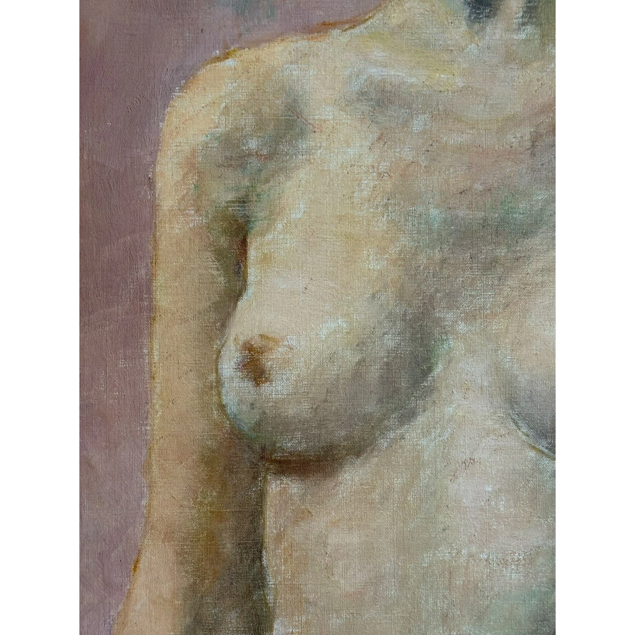Mid-Century Female Nude Portrait, Oil on Canvas, Signed LBN