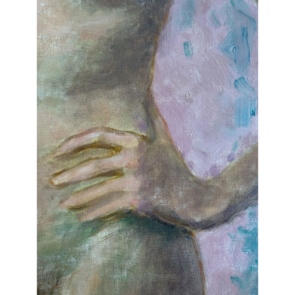 Mid-Century Female Nude Portrait, Oil on Canvas, Signed LBN