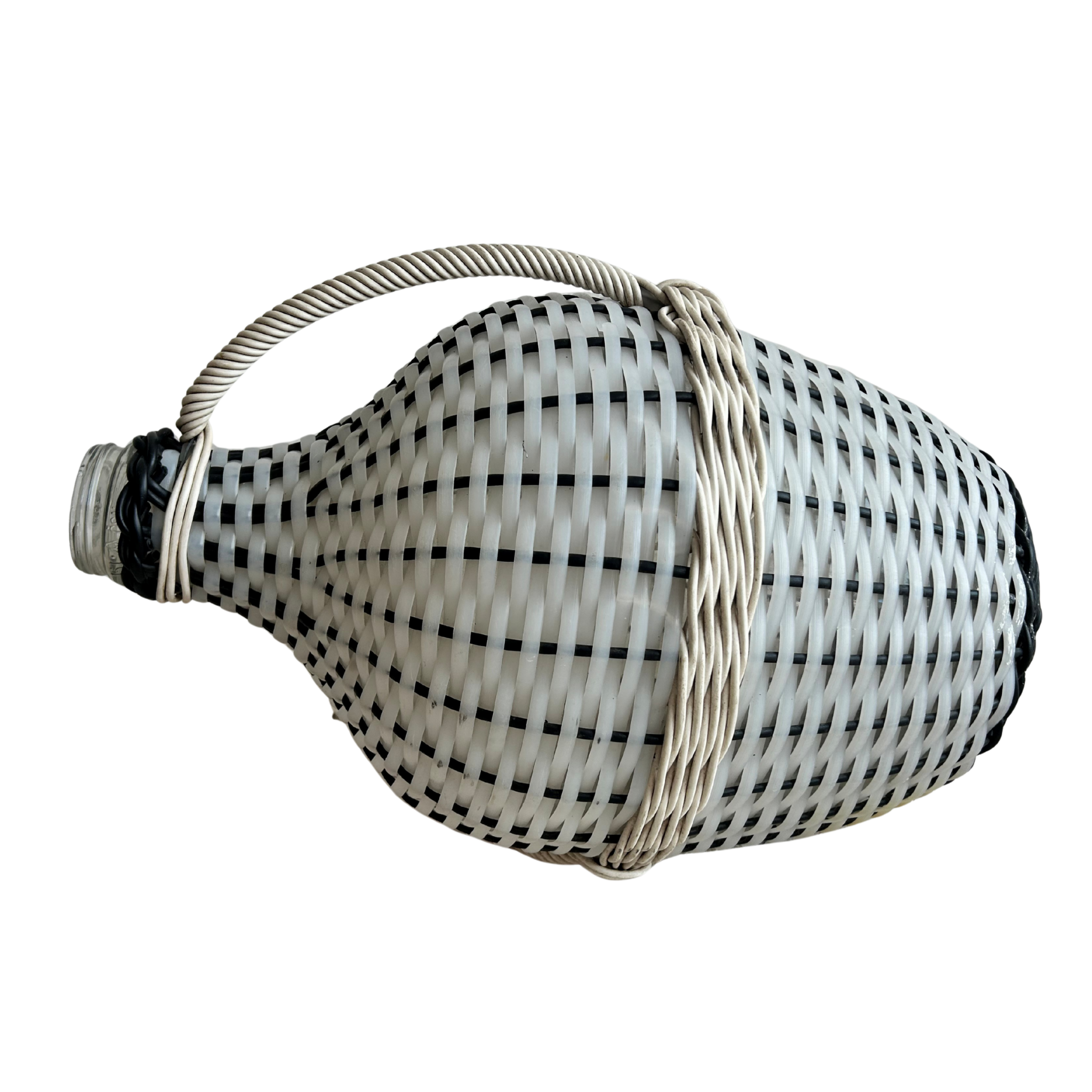 Vintage White Woven Demijohn Bottle – 19”